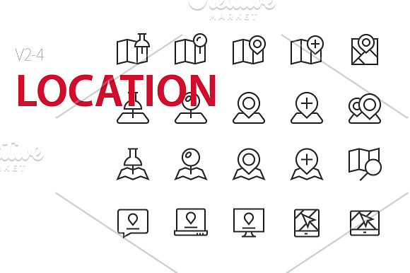 80 Location UI icons in Graphics - product preview 1