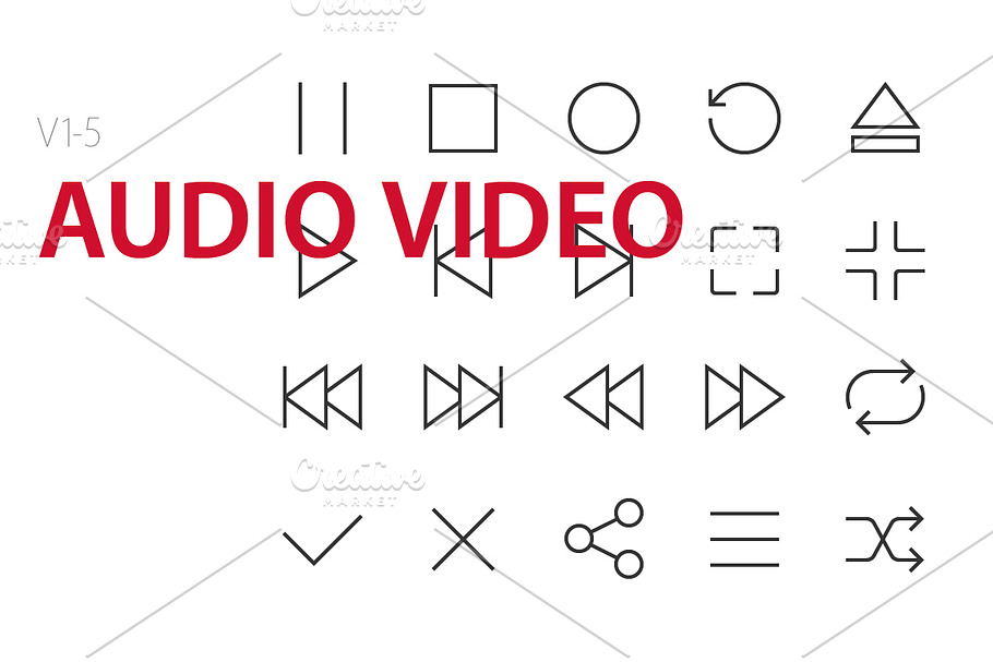100 Audio Video UI icons in UI Icons - product preview 8