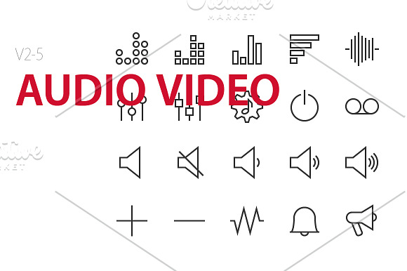 100 Audio Video UI icons in UI Icons - product preview 1