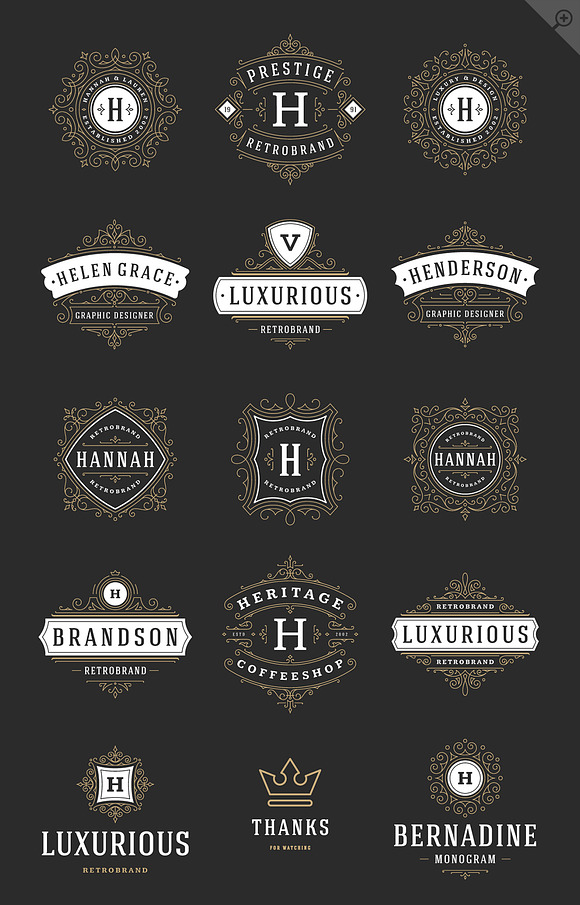 50 ornaments logos & monograms in Logo Templates - product preview 14