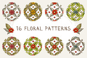 Set of 16 floral patterns
