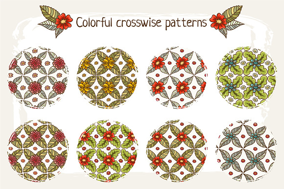 Set of 16 floral patterns in Patterns - product preview 1