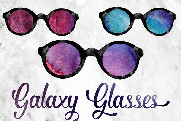 Watercolor Galaxy Sunglasses Clipart