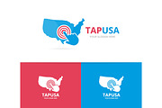 Vector of usa and click logo combination. America and cursor symbol or icon. Unique united state and digital logotype design template.