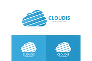 Vector of cloud logo combination. Loading and download symbol or icon. Unique upload and network logotype design template.