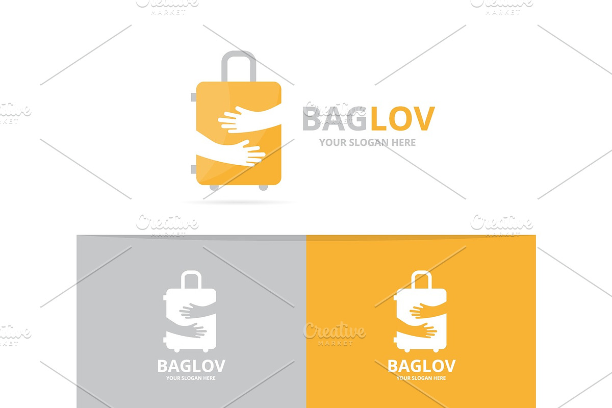 Vector of bag and hands logo combination. Baggage and embrace symbol or icon. Unique suitcase and hug logotype design template. in Logo Templates - product preview 8