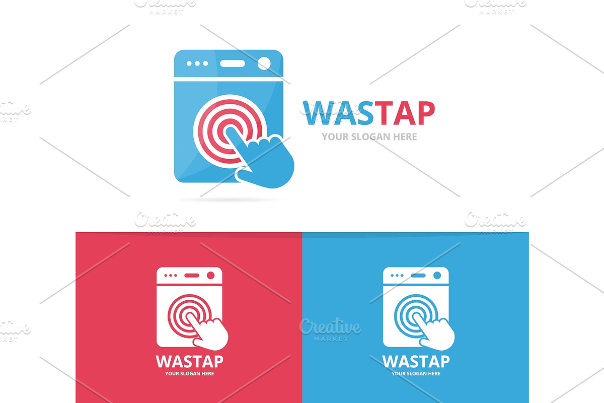 Vector of laundry and click logo combination. Washing machine and cursor symbol or icon. Unique washer and digital logotype design template. in Logo Templates - product preview 8