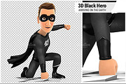 3D Black Hero Arriving on the Earth