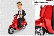 3D Businessman Riding a Scooter