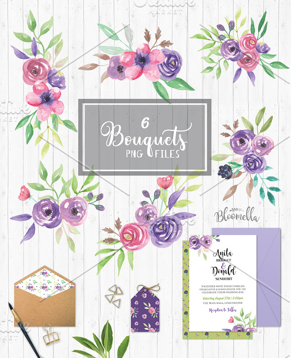 Flower Watercolour Floral Clipart in Illustrations - product preview 1
