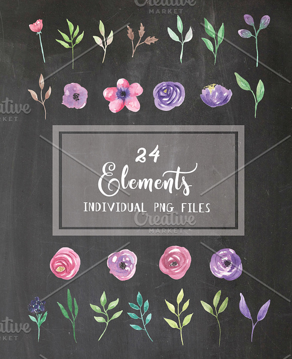 Flower Watercolour Floral Clipart in Illustrations - product preview 2