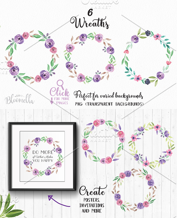 Flower Watercolour Floral Clipart in Illustrations - product preview 3
