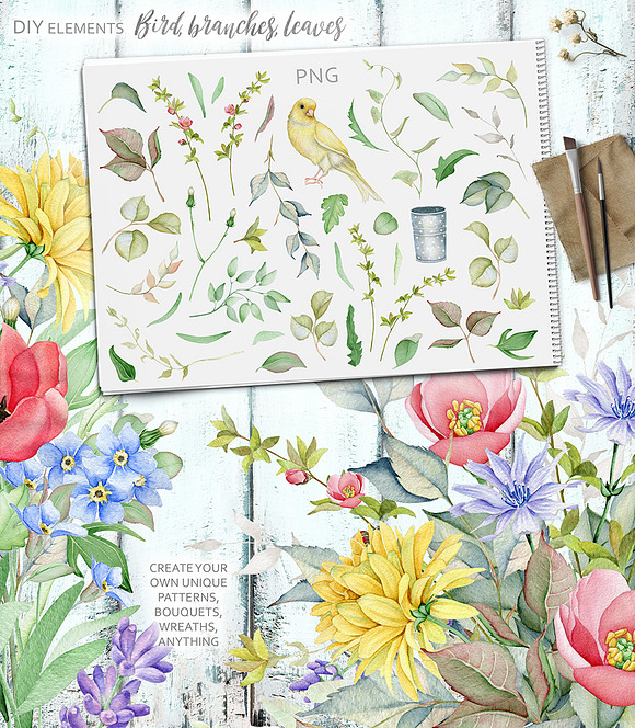 15% OFF Watercolor Floral Collection in Illustrations - product preview 11