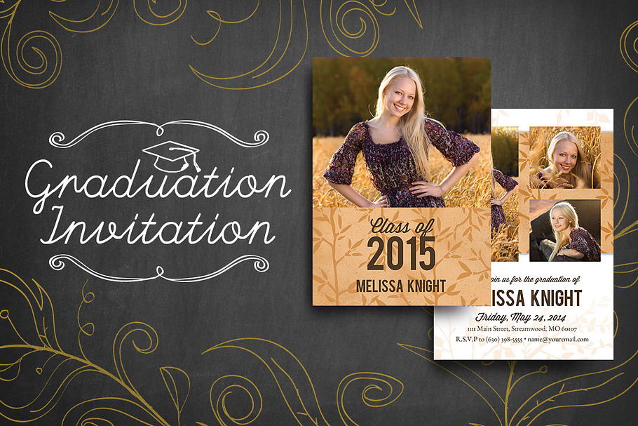 Graduation Invitation (Luxe) in Postcard Templates - product preview 8