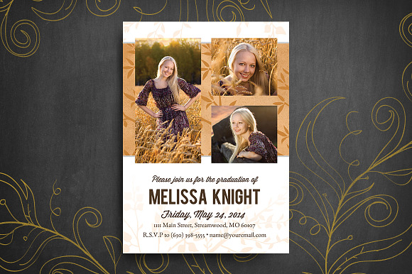 Graduation Invitation (Luxe) in Postcard Templates - product preview 2