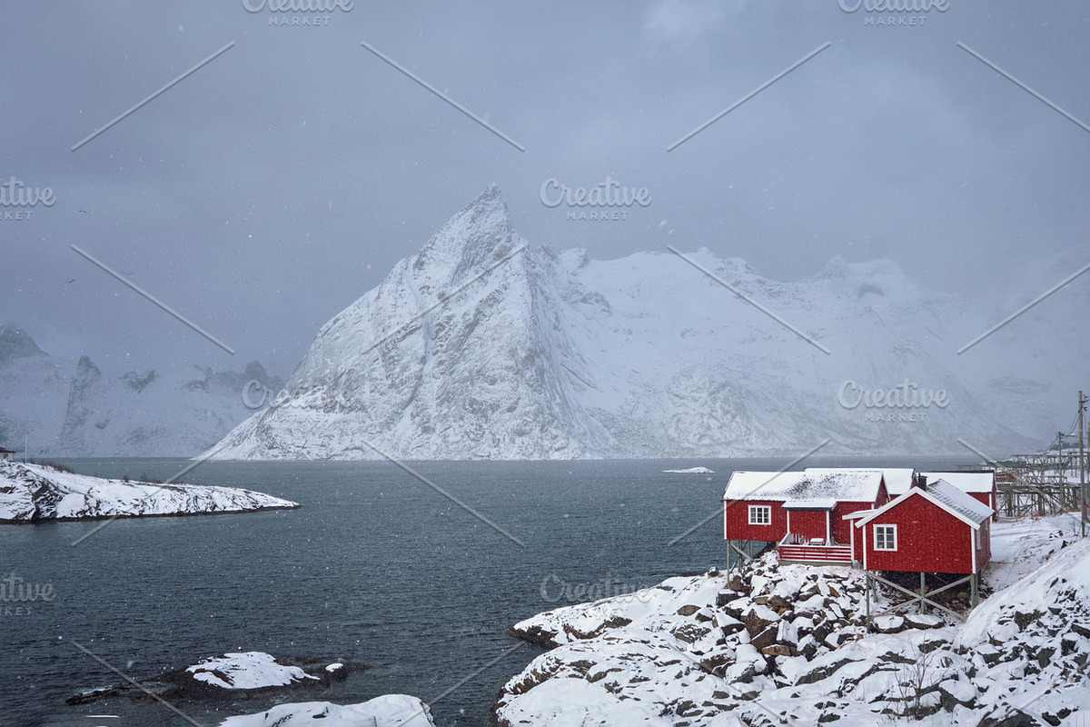 Hamnoy fishing village on Lofoten Islands, Norway  in Graphics - product preview 8