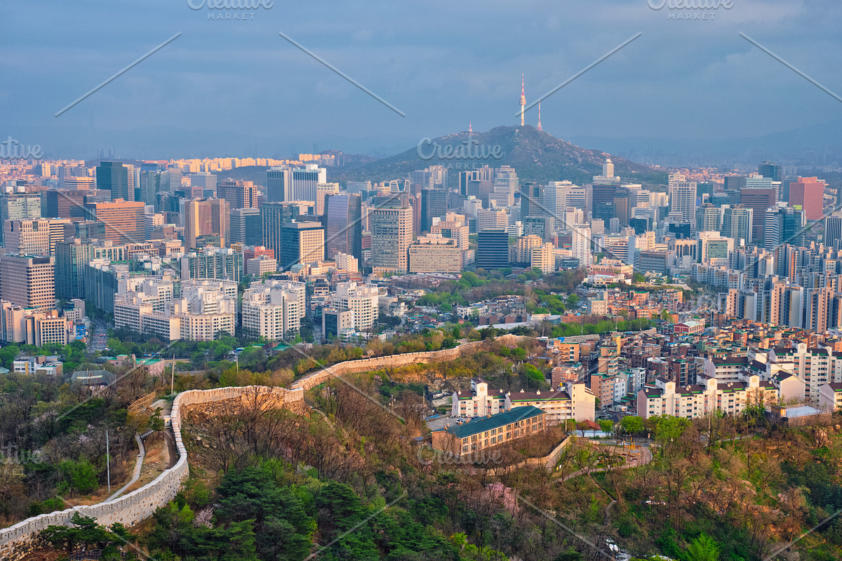 Seoul skyline on sunset, South Korea. in Graphics - product preview 8