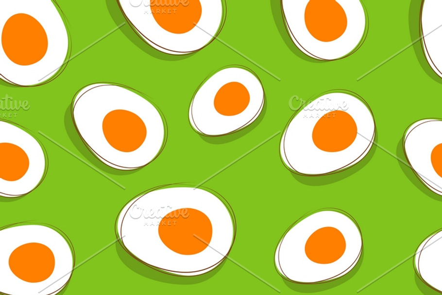 Seamless pattern with cut eggs