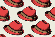 Red hat retro seamless background