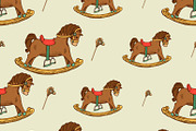 Rocking horse seamless pattern