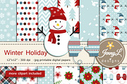 Winter Digital Papers Clipart