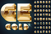 Extra beveled golden font collection