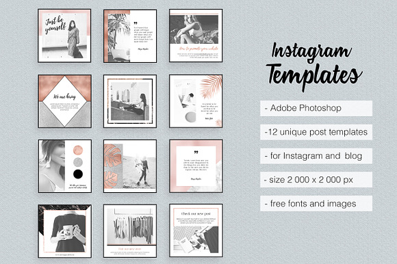 50% OFF Rose Gold Instagram Pack in Instagram Templates - product preview 1