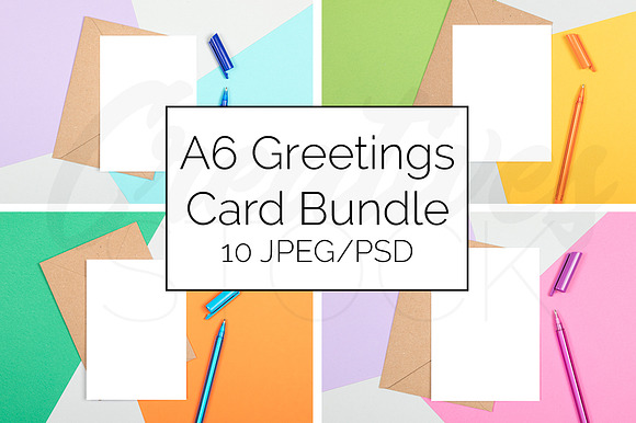 A6 Card Bundle STOCK - 10 JPEG/PSD in Print Mockups - product preview 10