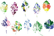 Set of  watercolor hand drawn leaves