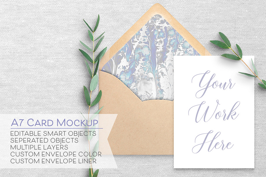 5x7 Card & Envelope Mockup - A7 in Print Mockups - product preview 8