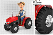 3D Farmer Driving Tractor