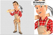 3D Handyman Carrying Hammer