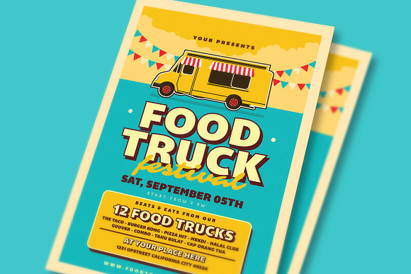 Retro Food Truck Event Flyer in Flyer Templates - product preview 1