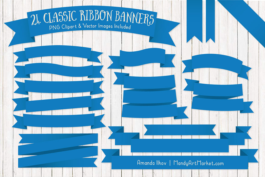 Blue Ribbon Banner Clipart in Illustrations - product preview 8