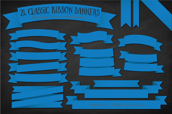 Blue Ribbon Banner Clipart in Illustrations - product preview 1
