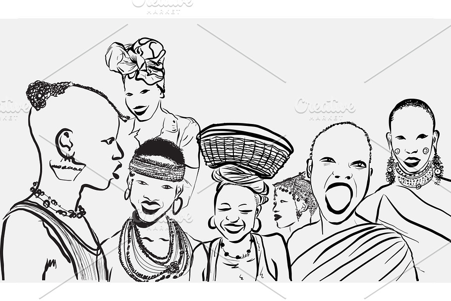 African figures collection in Illustrations - product preview 8