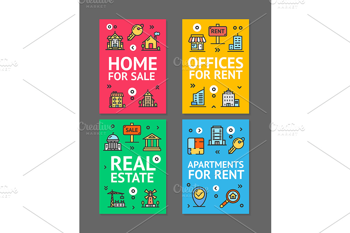 Building House and Apartment Banner in Illustrations - product preview 8