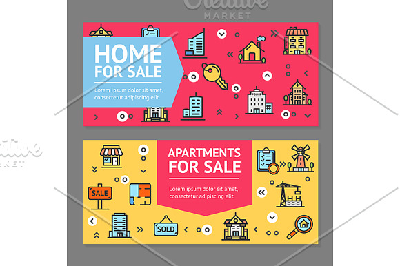 Building House and Apartment Banner in Illustrations - product preview 1