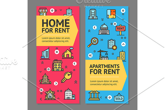 Building House and Apartment Banner in Illustrations - product preview 2