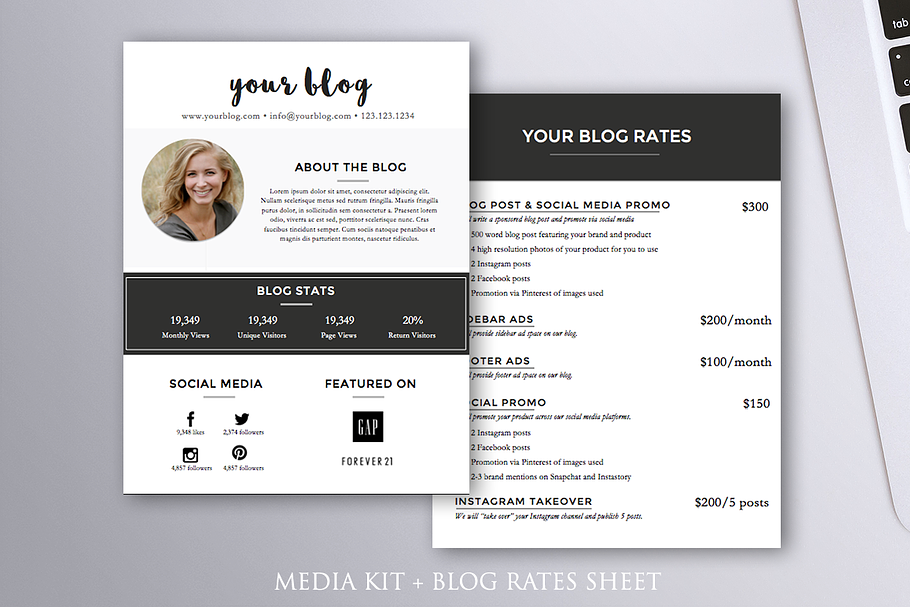 Media Kit & Blog Rates Word Template
