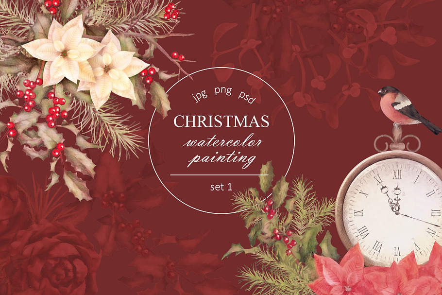 Watercolor Christmas Set 1 in Illustrations - product preview 8