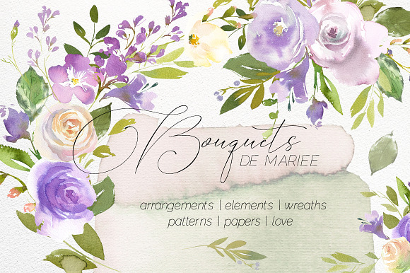 Bouquets de Mariee Watercolor Set in Illustrations - product preview 11