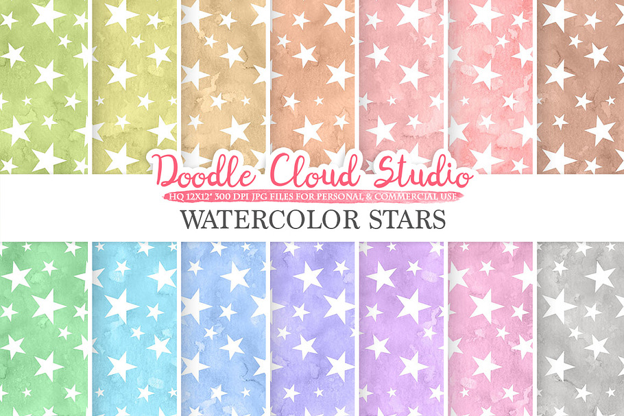 Watercolor Stars digital paper