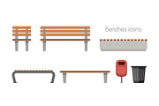 Benches flat icons