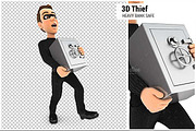 3D Thief Holding Heavy Bank Safe