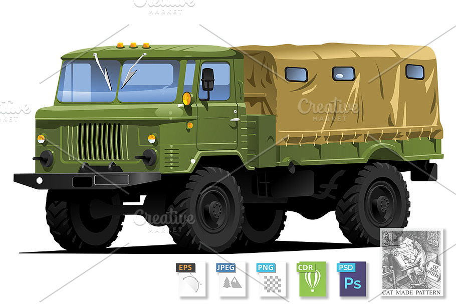Military truck in Illustrations - product preview 8