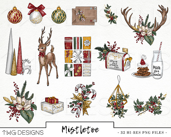 Christmas Fashion Girl Clip Art in Illustrations - product preview 1