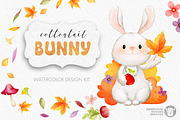 Cottontail Bunny Autumn Watercolors