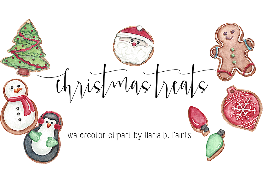 Watercolor ClipArt, Christmas Cookie in Illustrations - product preview 8