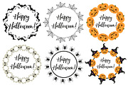 Halloween round frame for text. Isolated on white background. Template for your card design. Vector illustration.